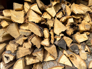 stack of firewood in the garden