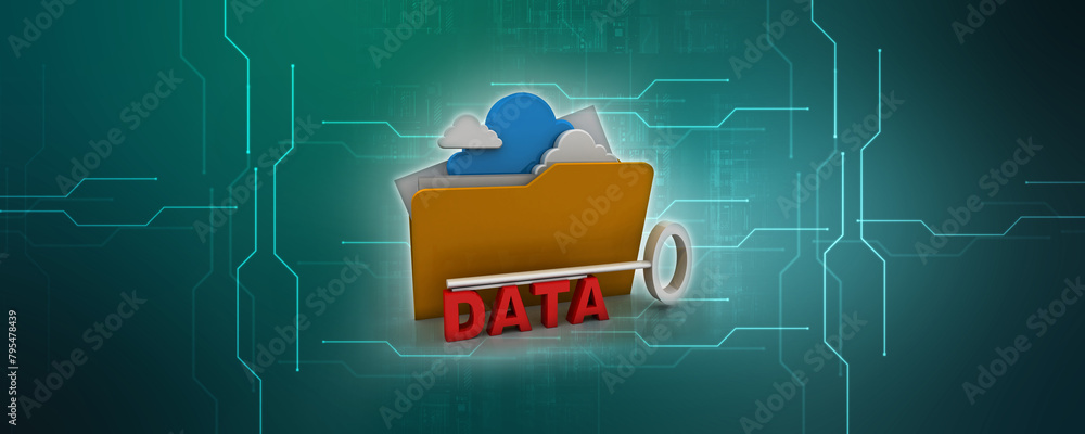 Poster 3d rendering cloud folder storage