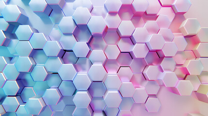 Digital hexagon abstract background, pastel colours 3d