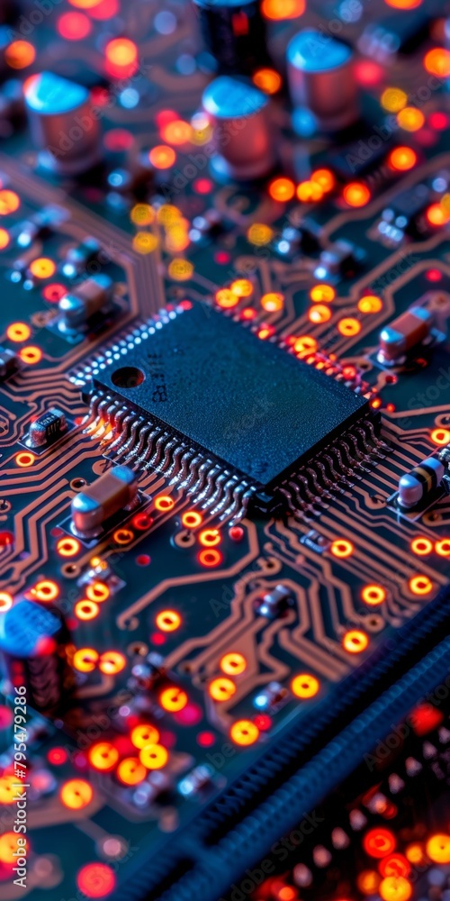 Aufkleber macro circuit board with glowing elements