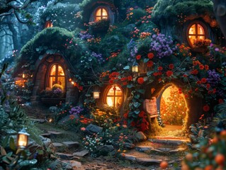 Enchanted Forest Cottage At Twilight
