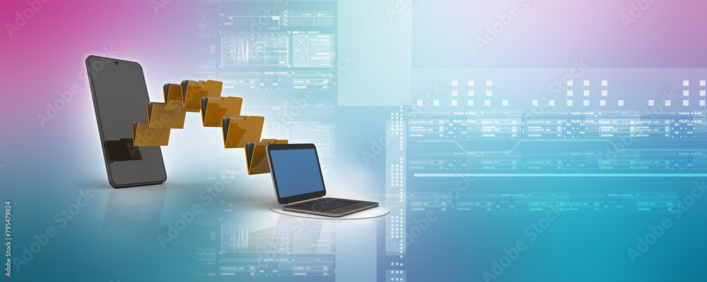 Poster 3d rendering folder document sharing
