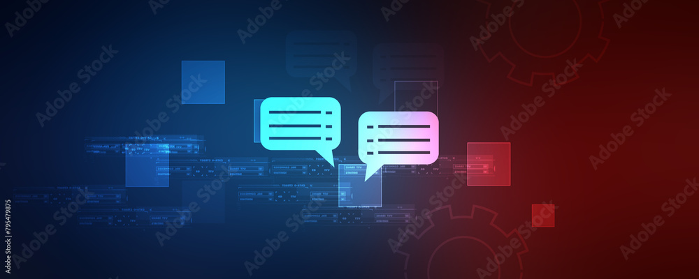 Poster 2d rendering two chat box isolated