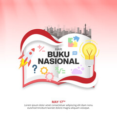 Hari Buku Nasional or Indonesia National Book Day with an open book