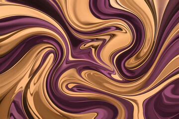 A mesmerizing abstract painting with a predominantly purpel and gold color palette.