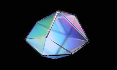 Fototapeta premium Abstract iridescent shape, colorful crystal, 3d render
