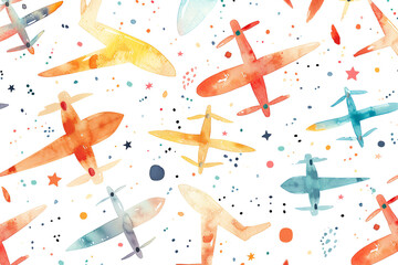 Minimalistic watercolor illustration of drones on a white background, cute and comical