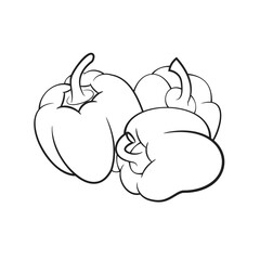 Bulgarian Pepper, Black and White stylized, Vector Illustration