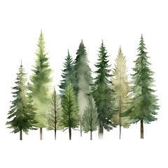 Different spruce green trees fir forest plant