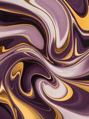 A mesmerizing abstract painting with a predominantly purpel and gold color palette.