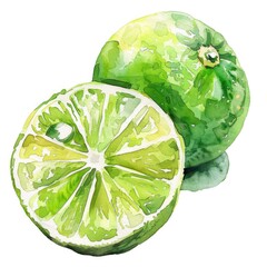A delightful watercolor depiction of juicy lime wedges