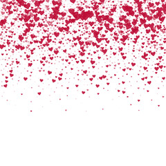 Red hearts scattered on white background.