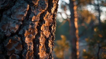 Tree Bark Close-Up with Realistic Texture in Soft Light