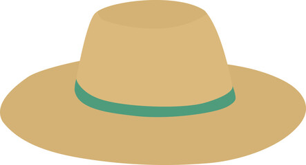 summer straw hat vector.
Flat women's straw hat vector.