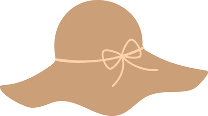 summer straw hat vector.
Flat women's straw hat vector.