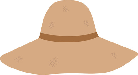 summer straw hat vector.
Flat women's straw hat vector.