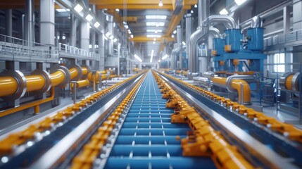 Fototapeta premium Create an assembly line where products are assembled seamlessly with each component fitting into place , ultra HD