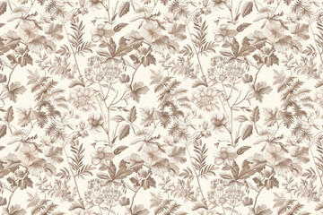 Fototapeta premium Toile floral pattern tapestry. Vintage botanical wallpaper pattern. Background image. Created with Generative AI technology