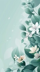 stylish artistic background with abstract flowers in minimal color palette