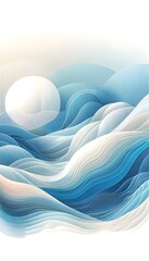 "Harmony of the Tides: Gentle Curves and Soothing Blues in a Serene Waveform Canvas"