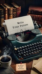 Literary Echoes: Vintage Typewriter Inspires Timeless Tales Amidst a Trove of Classic Tomes