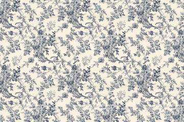 Obraz premium Toile floral pattern tapestry. Vintage botanical wallpaper pattern. Background image. Created with Generative AI technology