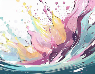 Anime style image illustration of colorful water splashes