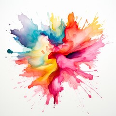 Abstract explosion of tropical watercolor hues, minimalist white background, --ar 1:1 --v 5.2 Job ID: 75bd466e-1457-4490-ade9-996ae0328c58