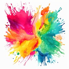 Abstract tropical watercolor splatter, vibrant hues isolated on white, --ar 1:1 --v 5.2 Job ID: a4418eeb-c407-4627-b275-caf3f7ccbd47