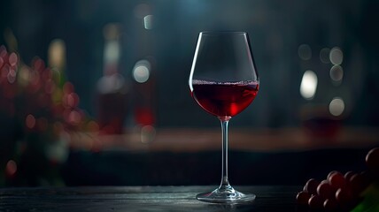 Elegant Glass of Red Wine with Ambient Background - obrazy, fototapety, plakaty