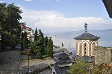 The monastery complex and the church The Nativity of Virgin Mary in Struga, Macedonia, built in...