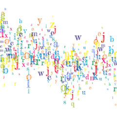 Flying latin letters. Colorful childish scattered