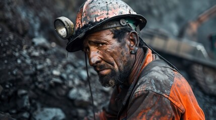 Obraz premium dirty miner with helmet
