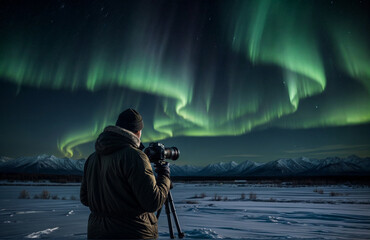 Fototapeta premium photographer in the mountains