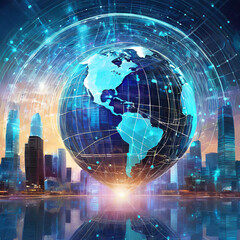 Future world digital city modern technology business internet net global communication