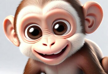 a cute adorable baby Monkey in the style of children-friendly cartoon animation fantasy style