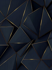  Luxurious Dark Blue Abstract Template with Geometric Triangle Pattern and Golden Striped Line