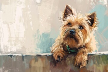 Curious Cairn Terrier with shaggy coat and inquisitive personality, ideal for whimsical and cute designs