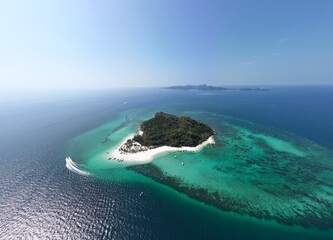 Drone picture of Bamboo Island in Koh Phi Phi.