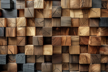 Wood collage samples overlay dimensional arranged on an elegant minimalist background. - obrazy, fototapety, plakaty
