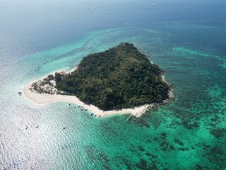 Drone picture of Bamboo Island in Koh Phi Phi.