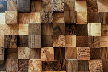 Wood collage samples overlay dimensional arranged on an elegant minimalist background.