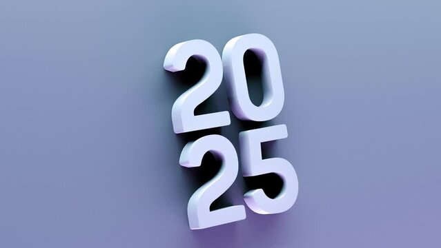 Year 2025, the numbers, the writing on the wall. 2025 abstract figures minimalism,animation.3D render