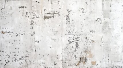 Fototapeta premium A wall with a lot of cracks and holes. The wall is white and has a lot of dirt on it