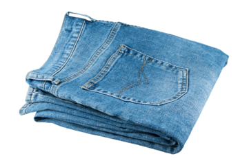 Blue jeans isolated on transparent background. Png format