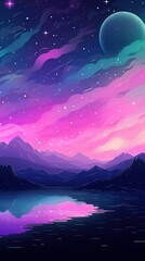 Aurora space landscape astronomy.