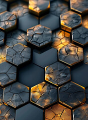  Create an elegant and modern abstract background, hexagon 3d gold