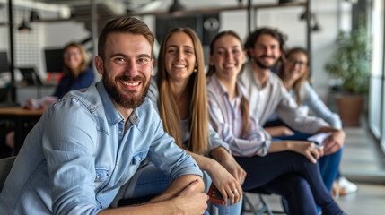 Successful Multiracial Business Team Smiling - Front View Portrait