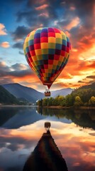 Hot air balloon festival, balloons lifting off at dawn, colorful sky backdrop, uplifting and picturesque, event photography, avoid modern structures in the landscape