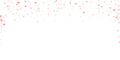 Red hearts scattered on white background.